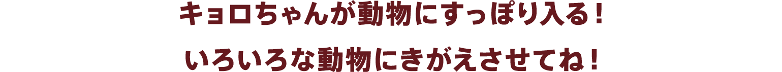 キョロちゃんが動物にすっぽり入る！いろいろな動物にきがえさせてね！