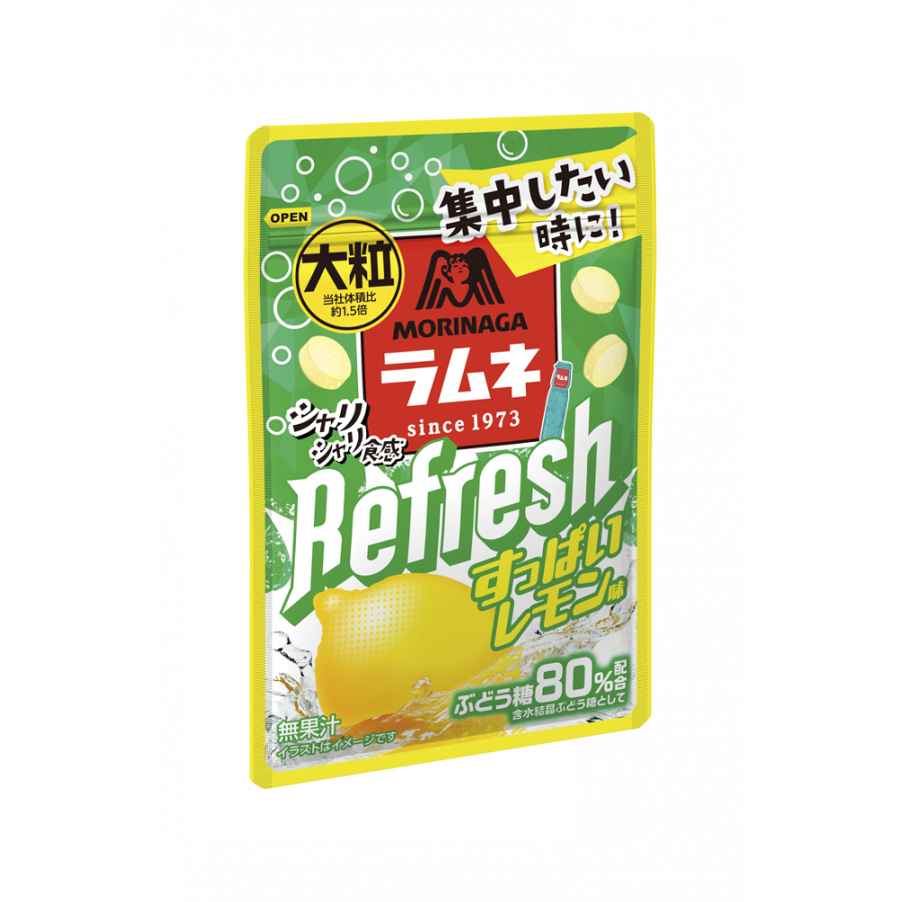 商品写真：大粒ラムネＲｅｆｒｅｓｈ＜すっぱいレモン味＞