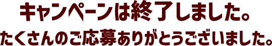 キャンペーンは終了しました。たくさんのご応募ありがとうございました。